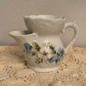 Vintage Scuttle Mug with Blue and White Flowers